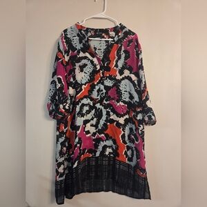 Nic+Zoe Multi Color Semi Sheer Tunic M